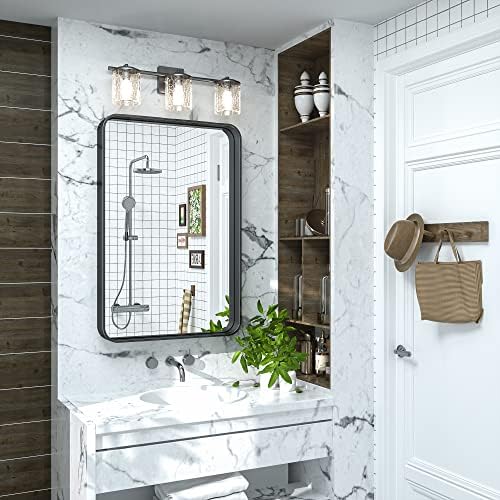 TokeShimi 20 x 30 Inch Matte Black Bathroom Wall Mirror Vanity Metal Frame - Image 2