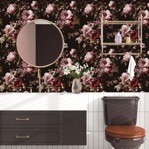 Laatse Dark Floral Brown Wallpaper Peel and Stick17.5 × 118" - Image 5