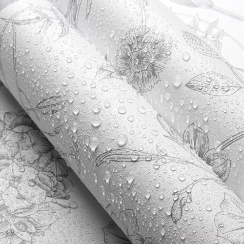 White Grey Vintage Floral Peel and Stick Wallpaper 17in x 118in - Image 5