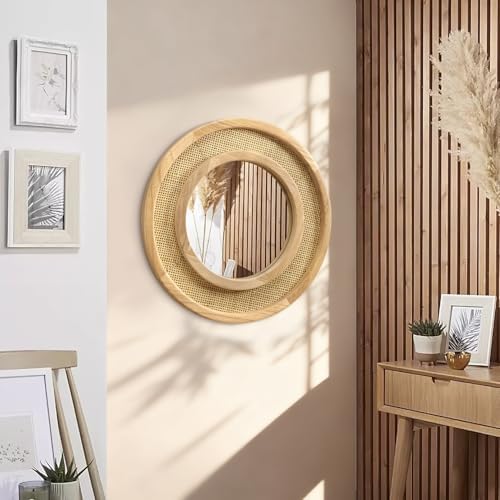 JJUUYOU Wooden Mirror Circle Mirrors - Image 6