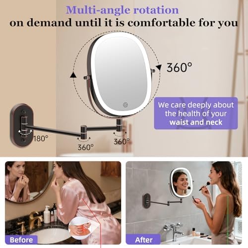 FUNTOUCH 5000mAh Rechargeable Wall Mounted Lighted Makeup Mirror - Image 5