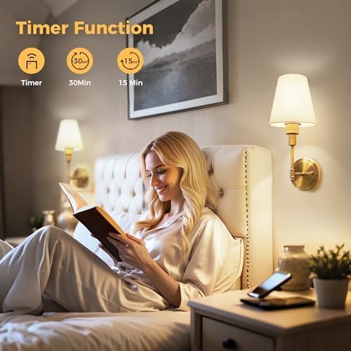 Battery Operated Wall Sconce: Set of 2 Wireless Wall Light 12000mAh - Image 4