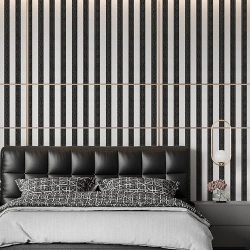 Black Stripe Peel and Stick Wallpaper A Set of 15.7" x 236" Black and White - Image 3