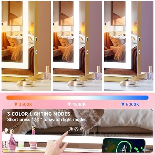 Vanity Mirror with Lights, Dimmable 3 Modes, Memory Function, Smart Touch - Image 4