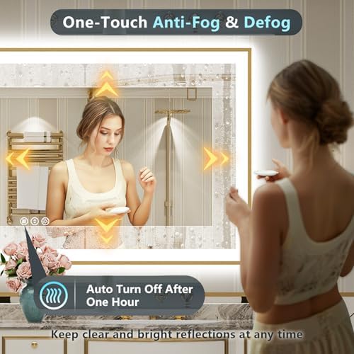 77x36 Gold LED Bathroom Mirror - Image 5
