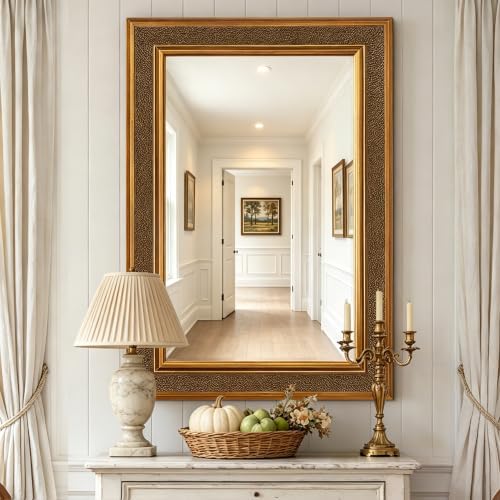 Chende Large Gold Mirrors for Wall, Rectangle Solid Wood Frame Decor for by ChendeMirror