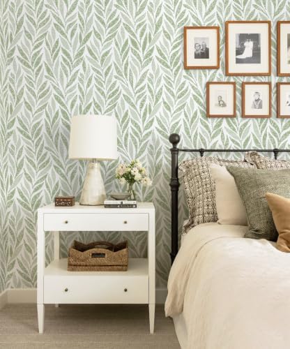 Safiyya Green Leaf Peel and Stick Wallpaper 787"x17.3" Boho Modern Farmhouse - Image 4