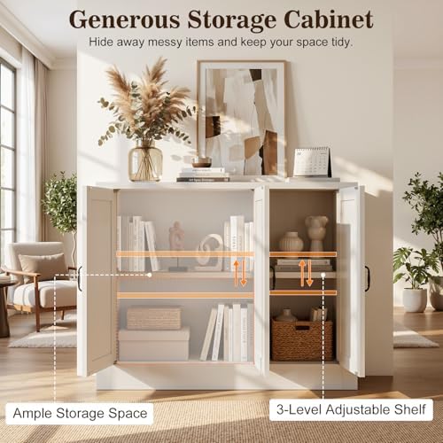 117" Modular Buffet Sideboard Cabinet Set of 3, Extra Long Coffee Bar Storage - Image 4