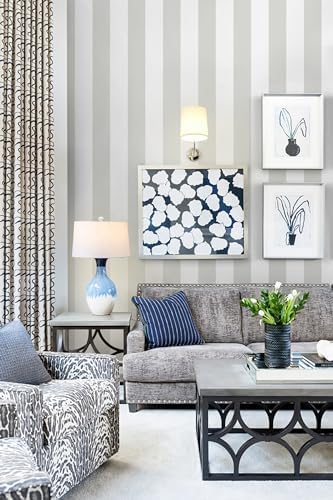 Guvana 17.7"x197" Striped Peel and Stick Wallpaper Grey and White Contact Paper - Image 3