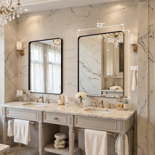 30"x22" Bathroom Vanity Mirror for Wall Aluminum Framed Farmhouse Rectangle - Image 2
