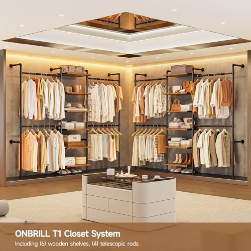 T1 Wall Mounted Closet System, Industrial Pipe Clothing Rack - Image 3