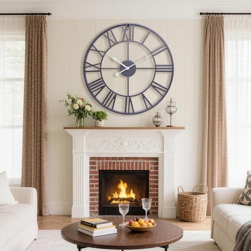 16 Inch Slate Gray Roman Numerals Wall Clocks - Image 3