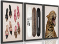 Stockholm Style 3-Piece Framed Wall Art Set – Leopard Print & Preppy Fashion Art by JBZDD