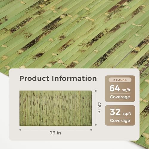 OUZUGIE 2 Pack 96x48 Inch Natural Bamboo Wall Panel - Image 2