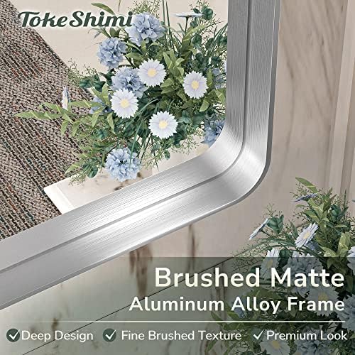 TokeShimi 20 x 30 Inch Silver Bathroom Wall Mirror Vanity Metal Frame Round - Image 3