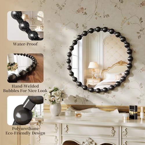 24 Inch Black Round Mirror, Circle Wall Mirror Vanity - Image 5