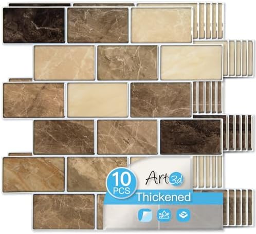 Art3d 10-Pack Subway Peel and Stick Backsplash, 12 x 12 Inch by Art3d