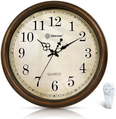 Geevon Retro Silent 18 Inch Wall Clock Non Ticking, Vintage Clock Quartz by GEEVON