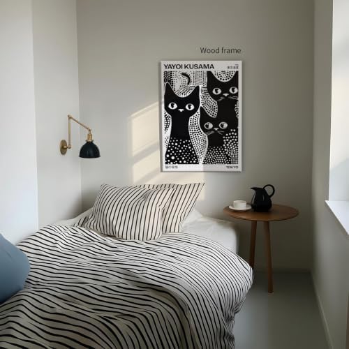 Cute Black Cat Poster Japanese Yayoi Kusama Wall Art 24X36 inch Framed Trendy - Image 4