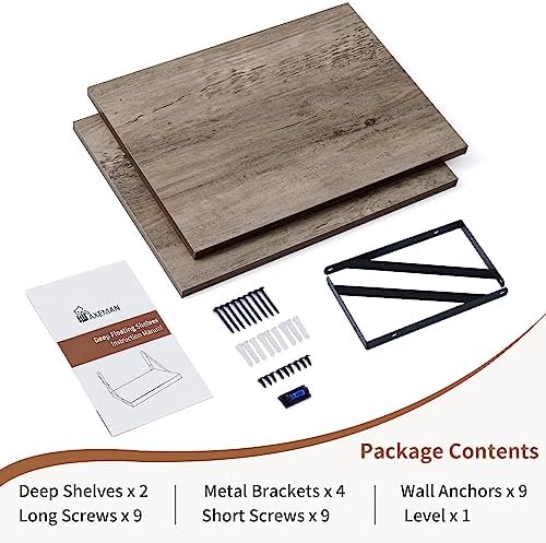 Axeman Deep Floating Shelves for Wall, 12 Inch Deep Floating Shelves Set of 2 - Image 6