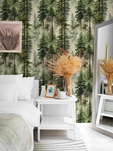 HAOKHOME Forest Peel and Stick Wallpaper Tree Green Mural Woodland Nature - Image 3