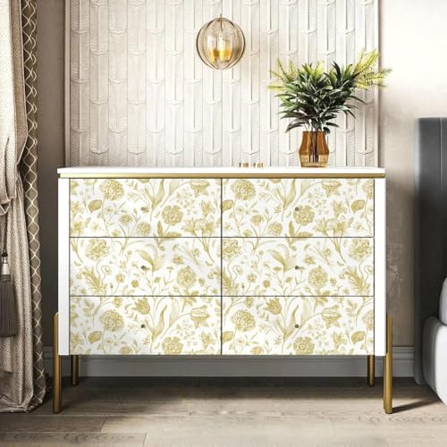 Floral Peel and Stick Wallpaper Gold Contact Paper 17in x 118in - Image 6