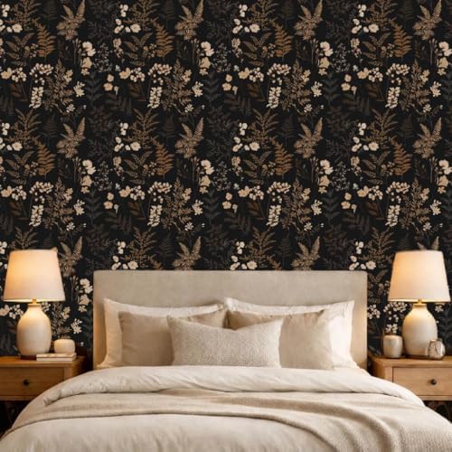 Moody Dark Vintage Floral Peel and Stick Wallpaper 17.7" x 70.8" - Image 3