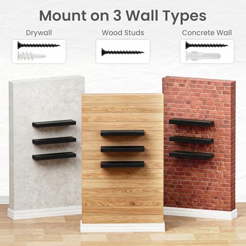 16 in Floating Shelves for Wall Decor Color Black, Pack 2 - Image 5