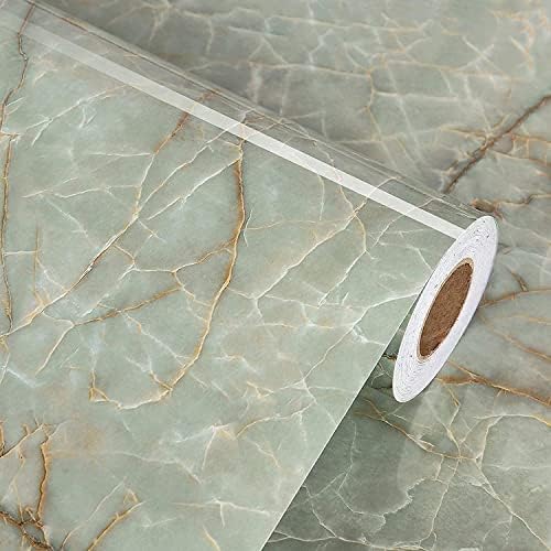 Vinyl 15.8" x 472" Green Marble Contact Paper by WallpaperDecoration