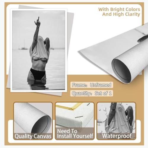 Enveable Retro Feminist Middle Finger Posters Black And White Canvas Wall Art - Image 7