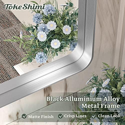 TokeShimi 24 x 32 Inch Brushed Silver Bathroom Mirror - Image 3