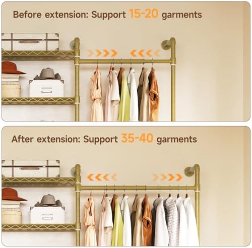 ONBRILL L7 Wall Mounted Industrial Pipe Clothing Rack, Corner Closet System - Image 4
