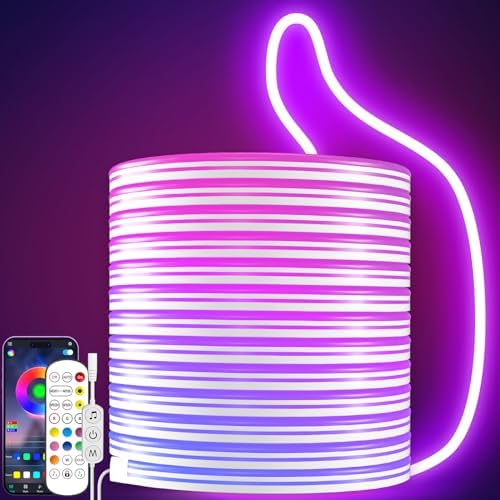 KANTUTOE LED Neon Rope Lights, 16.4ft RGB LED Light Strip, 24V Music Sync by KANTUTOE