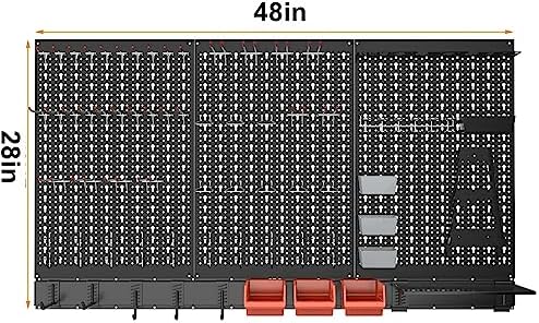 TORACK Metal Pegboard Wall Organizer System 24x48 in - Image 3