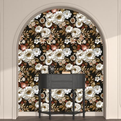 Laatse Dark Gold Floral Wallpaper Peel and Stick 17.5" × 393" - Image 5