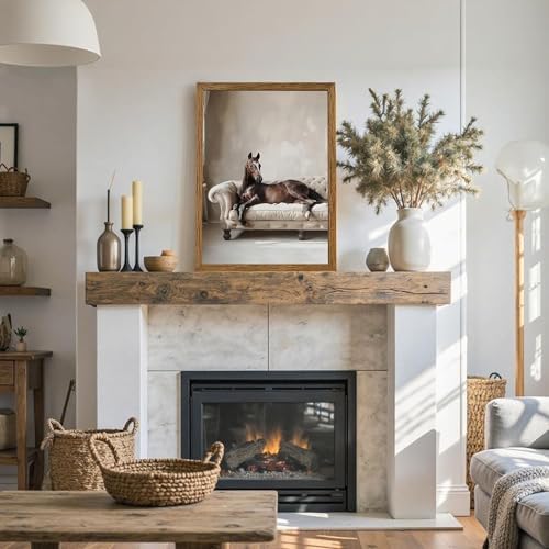 AVECCO Framed Horse Lying on Sofa Canvas Wall Art Vintage Decor 16x24 inch - Image 4