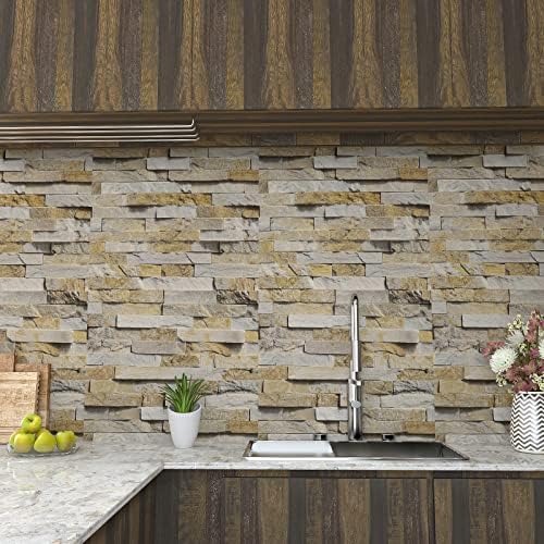 VaryPaper 32''x354'' Large Size Slate Brick Wallpaper Peel and Stick Wallpaper - Image 2