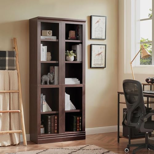 JAHRSTIM Halston Narrow 5-Tier Slim Bookshelf Shelving Unit, Dark Cherry - Image 2