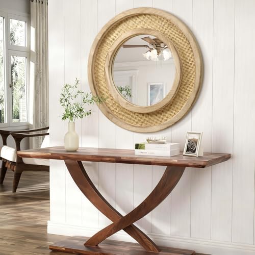 JJUUYOU Wood Mirror with Wood Frame Circle Mirrors - Image 4