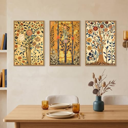 Large Vintage Floral Tree Framed Canvas Wall Art, Abstract Flower Wall Decor - Image 2