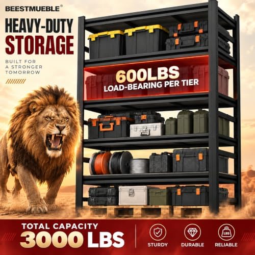 Garage Shelving, 3000 LBS Heavy Duty Metal Storage Shelves - Image 4