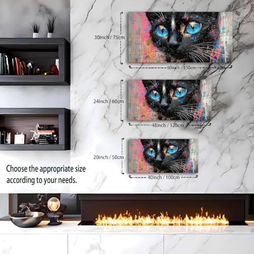 Black Cat Canvas Wall Art Animal Wall Decor Modern Street Art Perfect - Image 2