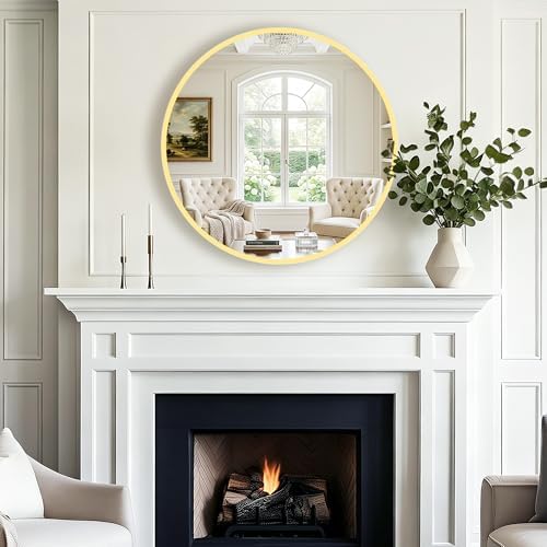 FGU Round Bathroom Mirror for Over Sink 2 Pack 26" Gold Circle Wall Mirror - Image 2