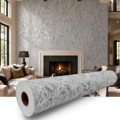 Light Gray Concrete Peel and Stick Wallpaper, 47.2 x 394 in by Qorqeous-PeelStickShine