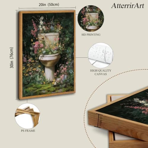 AtterrirArt Framed Vintage Bathroom Wall Art Funny, 20 * 30in, Whimsical Toilet - Image 4