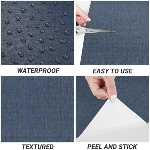 Decotalk Blue Wallpaper Peel and Stick Dark Blue Grasscloth Wallpaper - Image 6