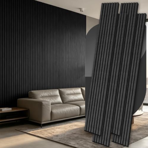 4 Pack Wood Panels for Wall, 106.3" × 11" Wood Slat Acoustic Panels for Wall by Ritollo