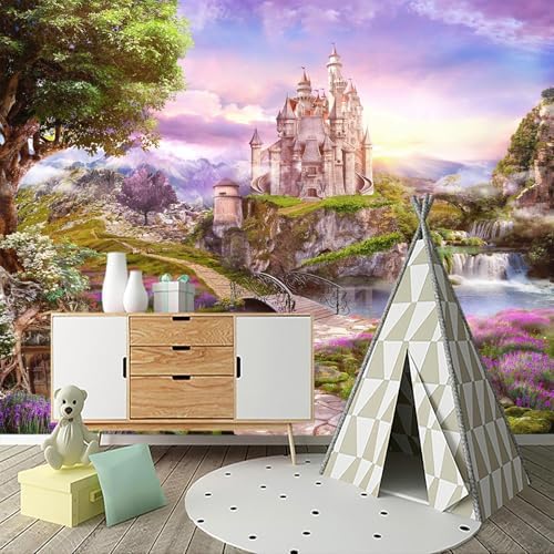 Children's Room Castle Peel-and-Stick Wall Mural 96"x137" by GLWYHY