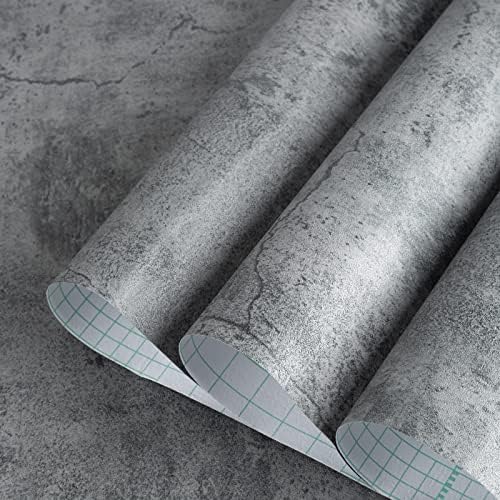TOTIO Gray Concrete Wallpaper Matte Thick Dark Grey Cement Contact Paper Peel - Image 2