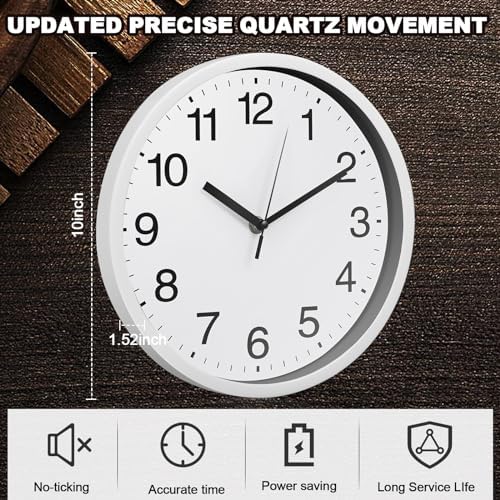 Inbagi 12 Pieces Silent Round Wall Clocks Non Ticking, 10 Inch - Image 2